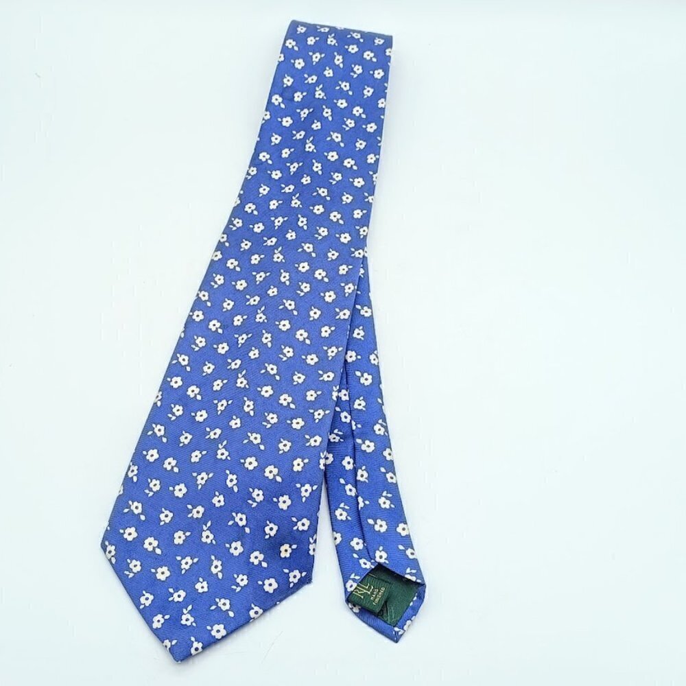 Vintage Lauren Ralph Lauren Blue Floral Silk Tie